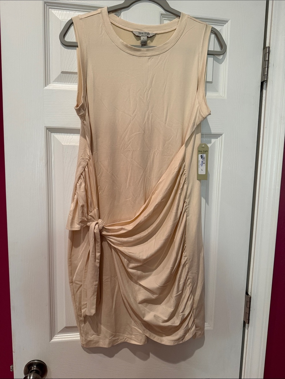 NINE EIGHT. Sleeveless Knot-Detail Cream Midi Dress